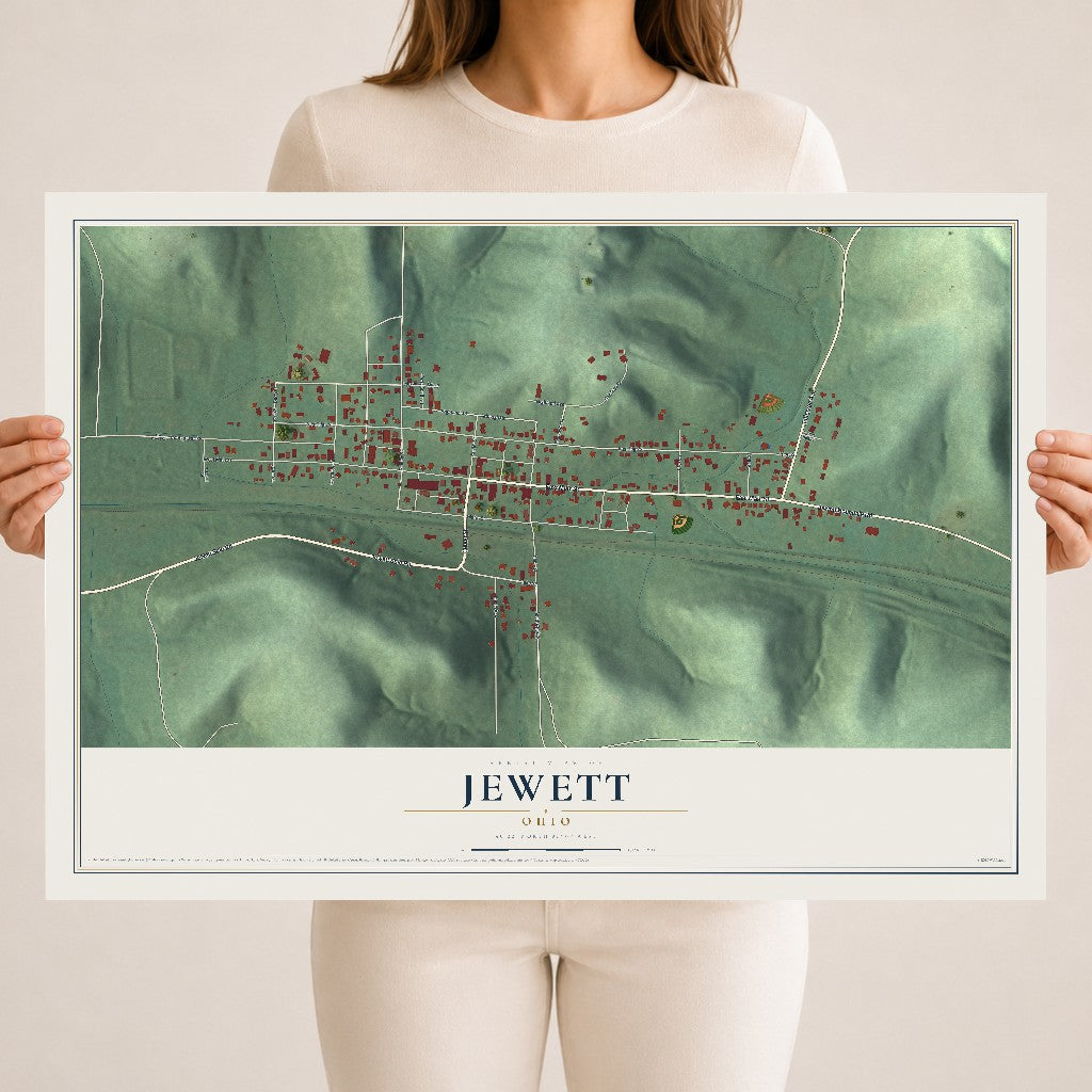 Map of Jewett, Ohio, 18 x 24 inch unframed archival matte print