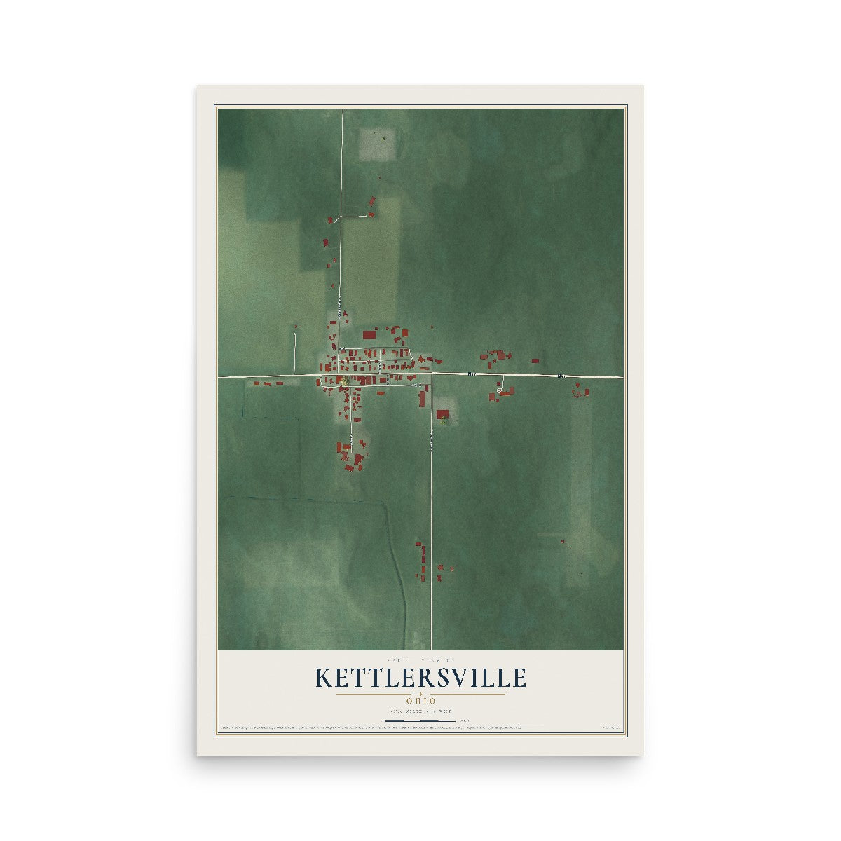 Map of Kettlersville, Ohio, 12 x 18 inch unframed archival matte print