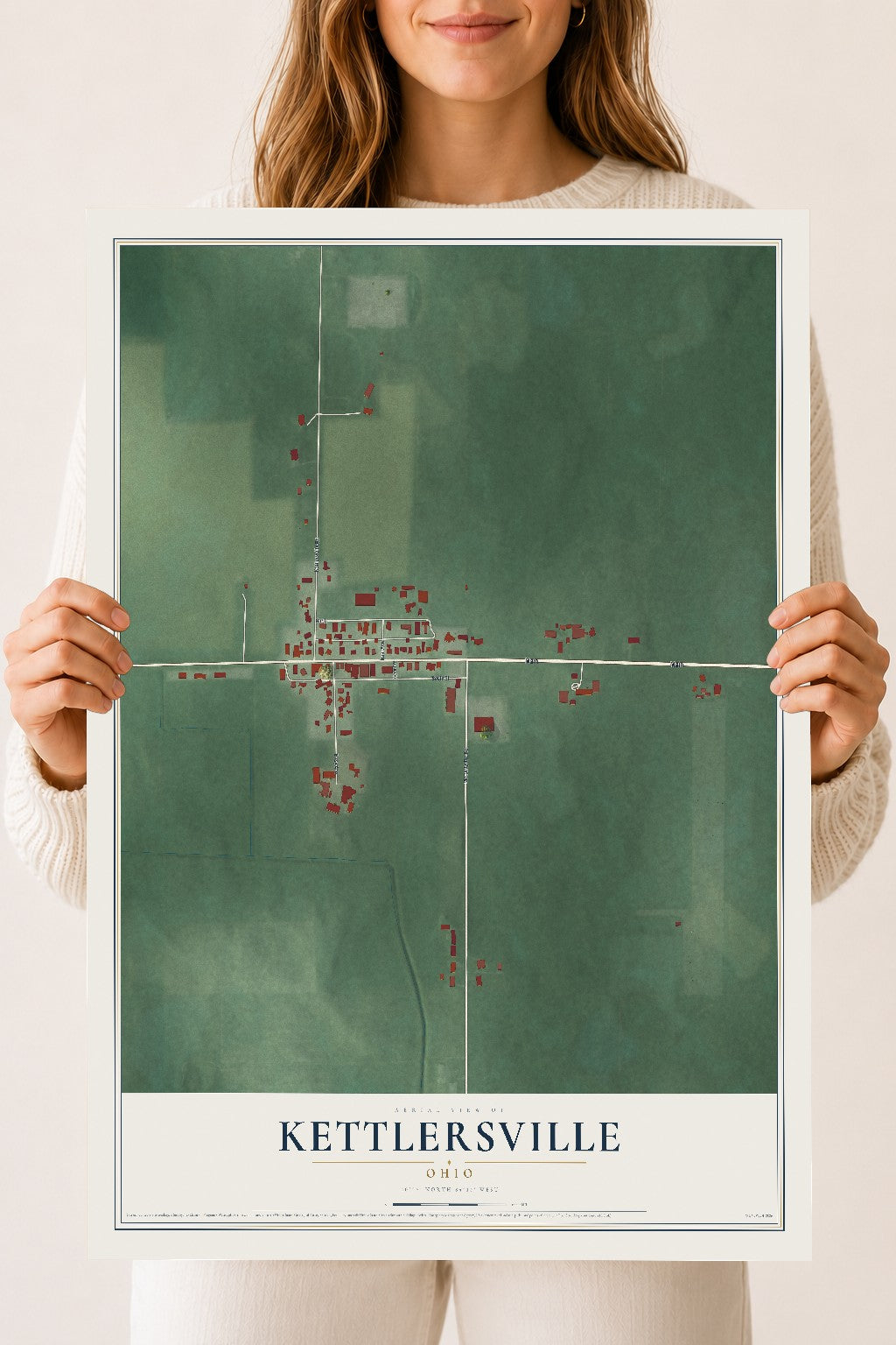 Map of Kettlersville, Ohio, 18 x 24 inch unframed archival matte print