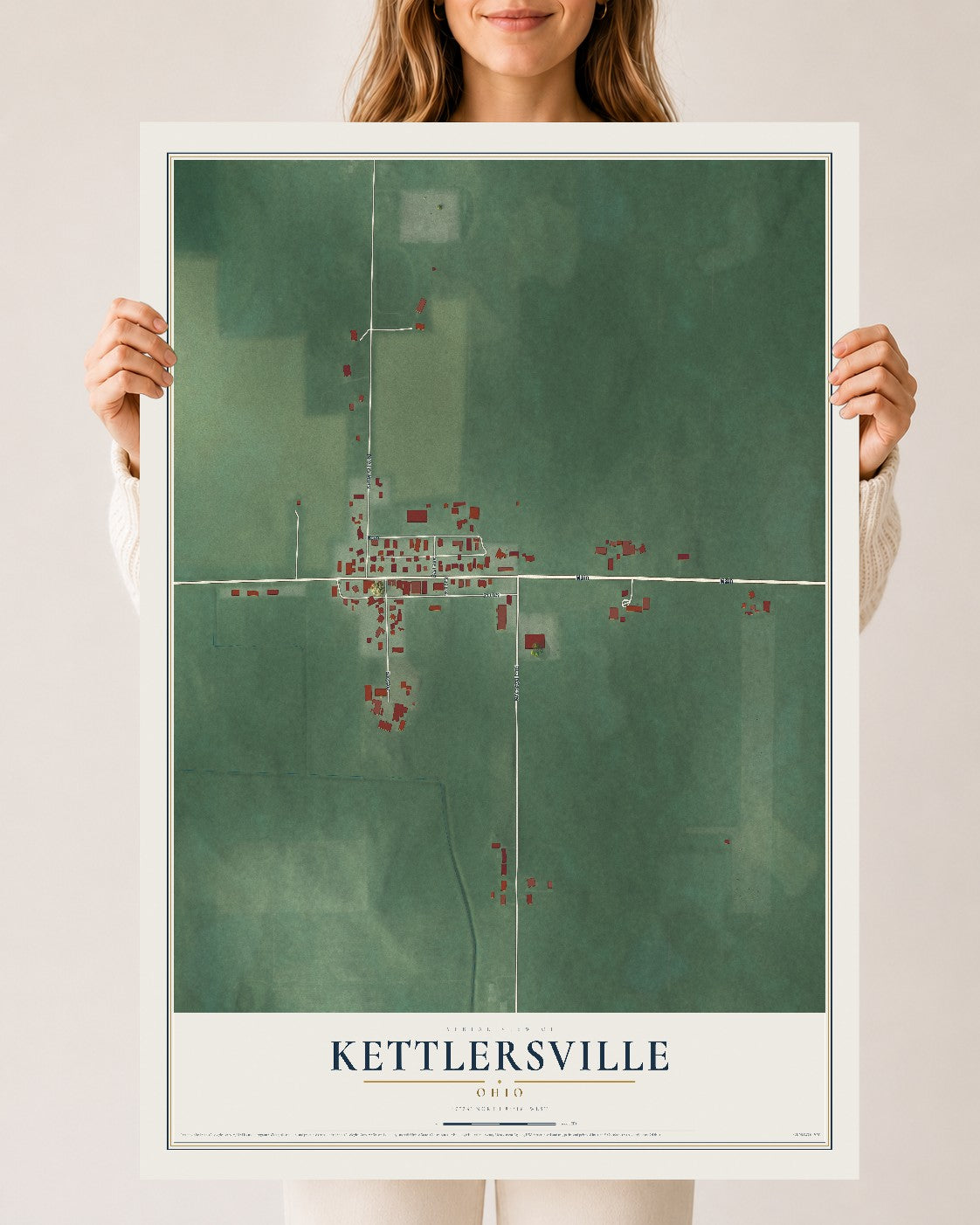 Map of Kettlersville, Ohio, 24 x 36 inch unframed archival matte print