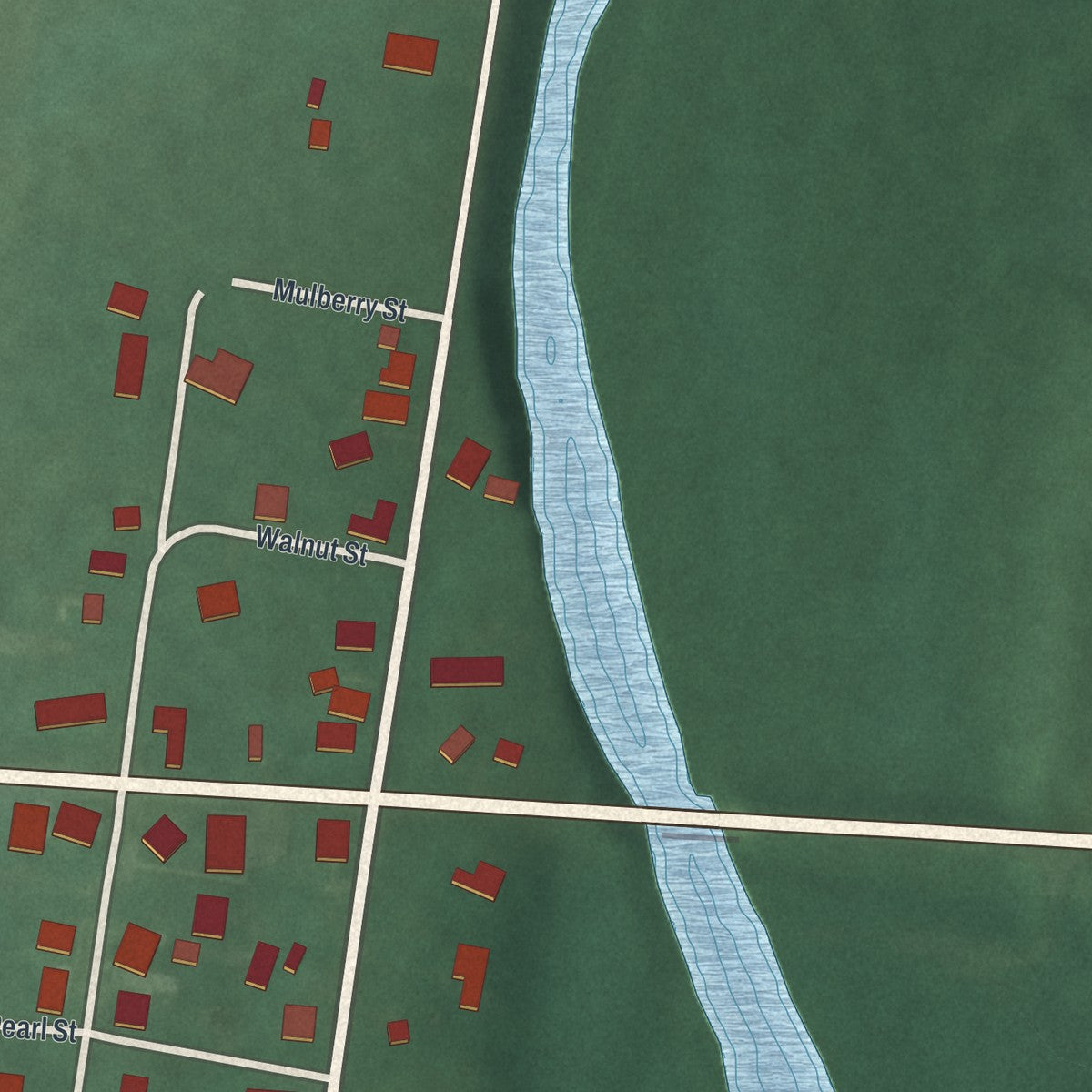 Close-up of the map of Kilbourne, Ohio print showing street and building detail