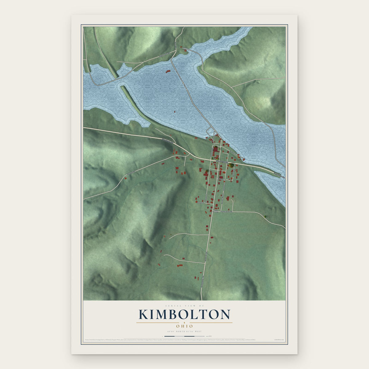 Kimbolton, Ohio map print, the full design