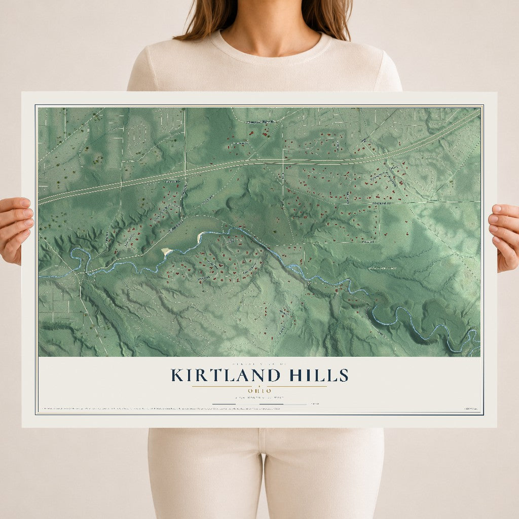Map of Kirtland Hills, Ohio, 18 x 24 inch unframed archival matte print