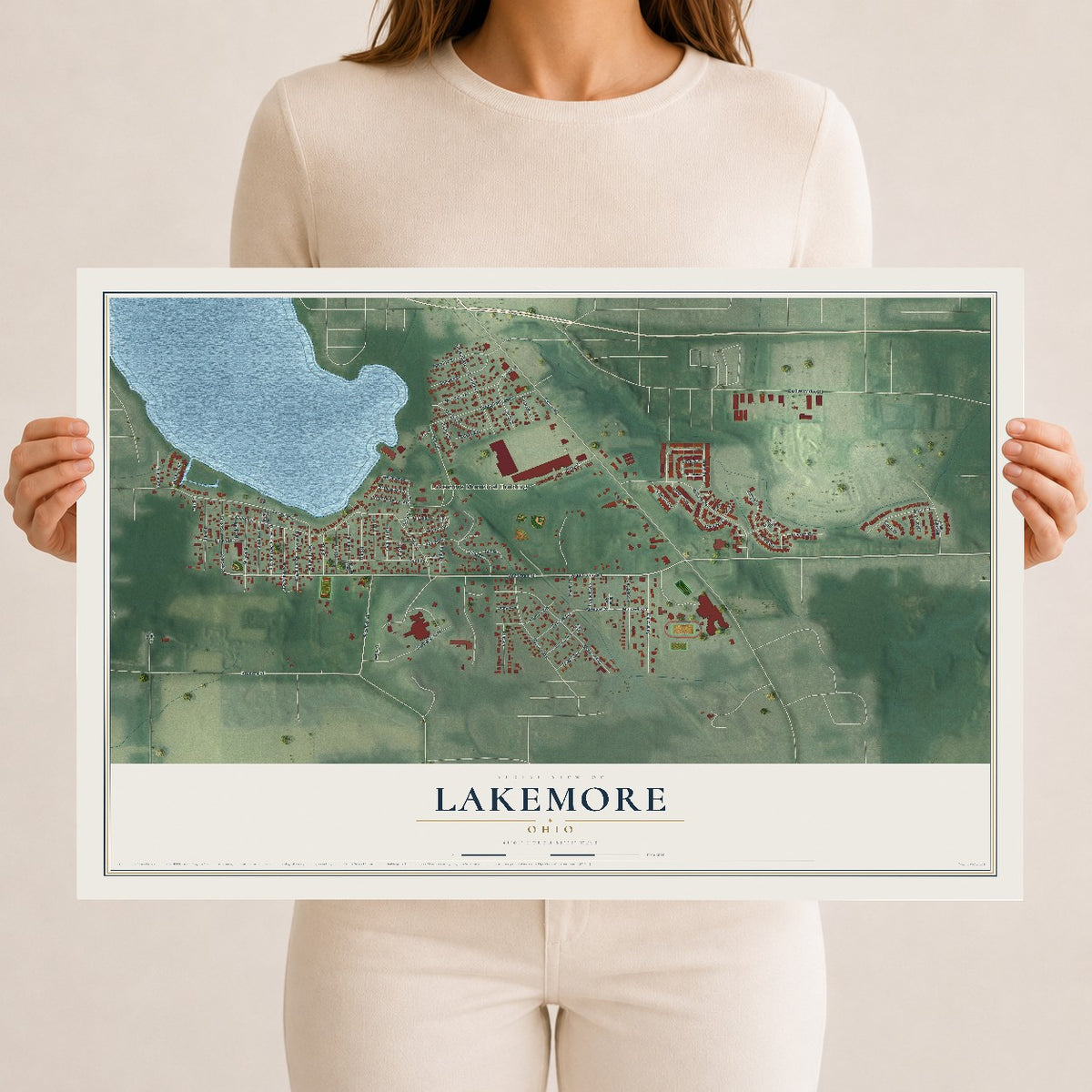Map of Lakemore, Ohio, 12 x 18 inch unframed archival matte print