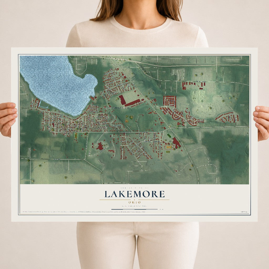 Map of Lakemore, Ohio, 18 x 24 inch unframed archival matte print
