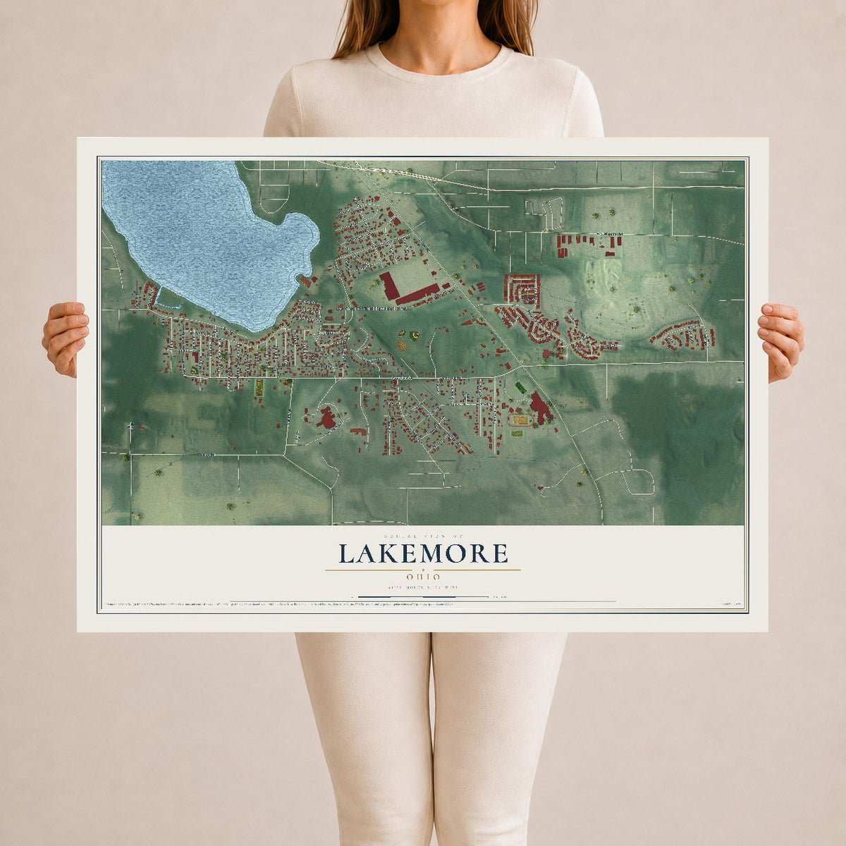 Map of Lakemore, Ohio, 24 x 36 inch unframed archival matte print