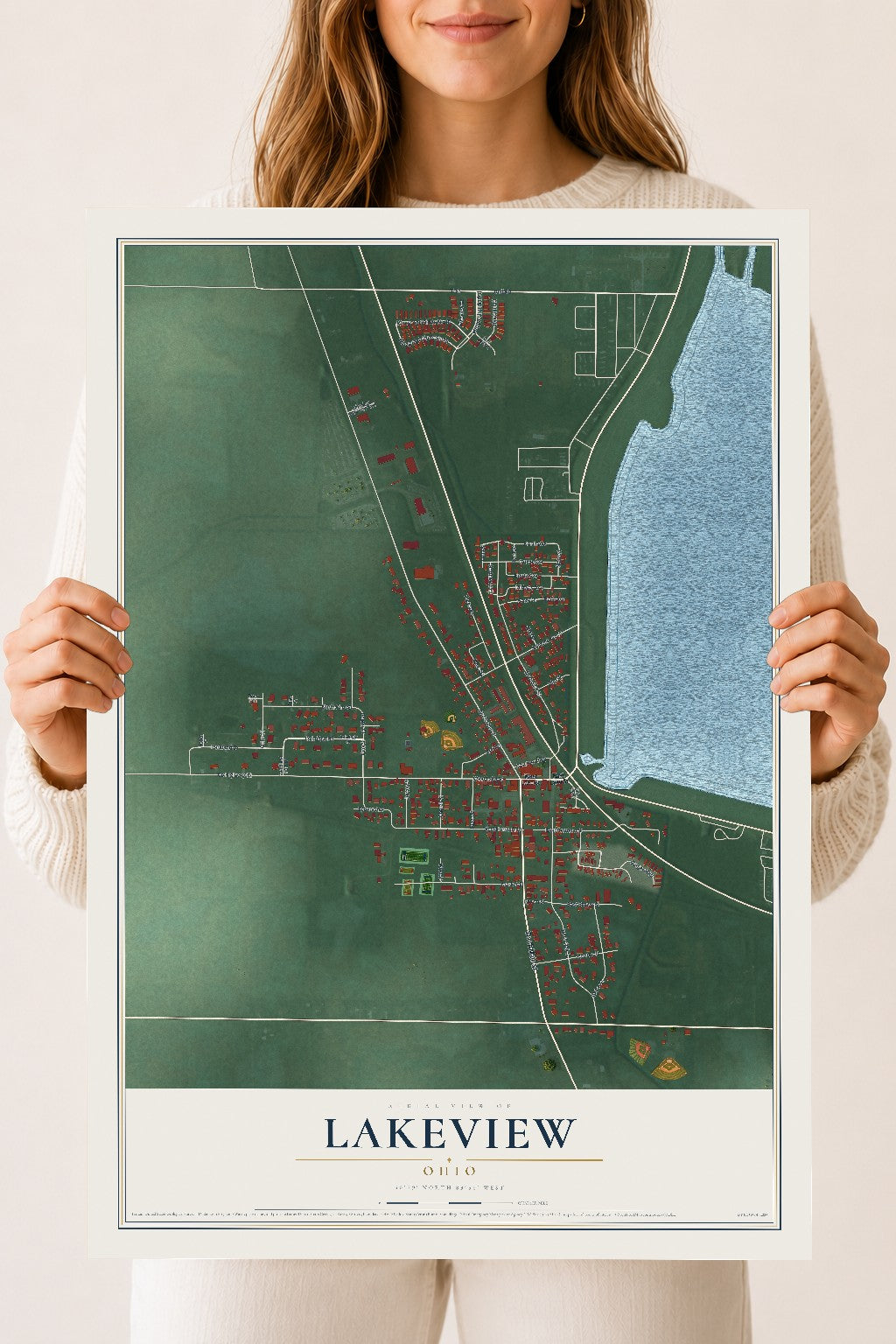 Map of Lakeview, Ohio, 18 x 24 inch unframed archival matte print