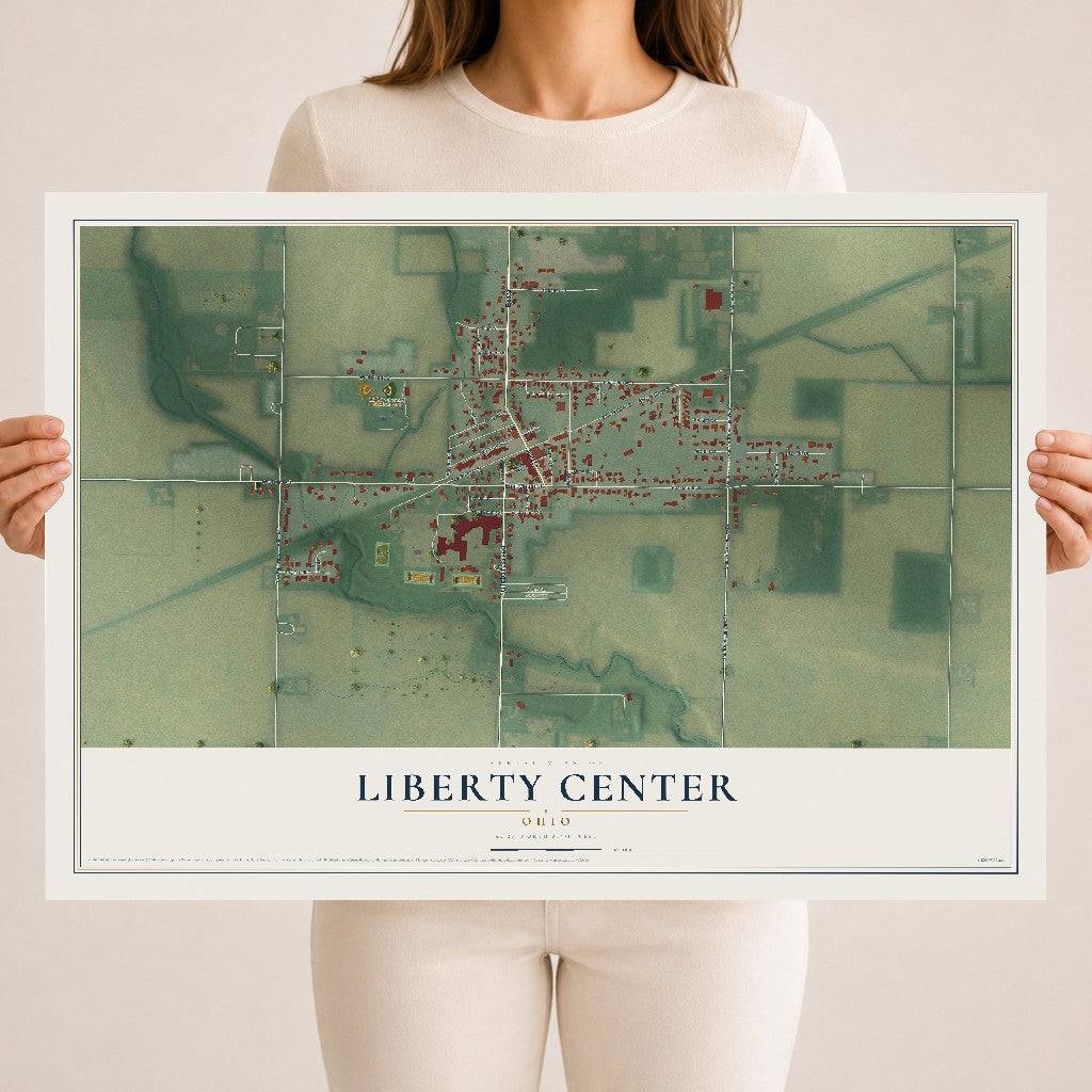 Map of Liberty Center, Ohio, 18 x 24 inch unframed archival matte print