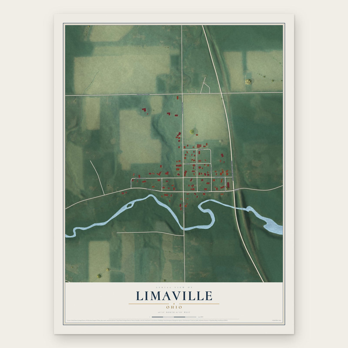 Limaville, Ohio map print, the full design