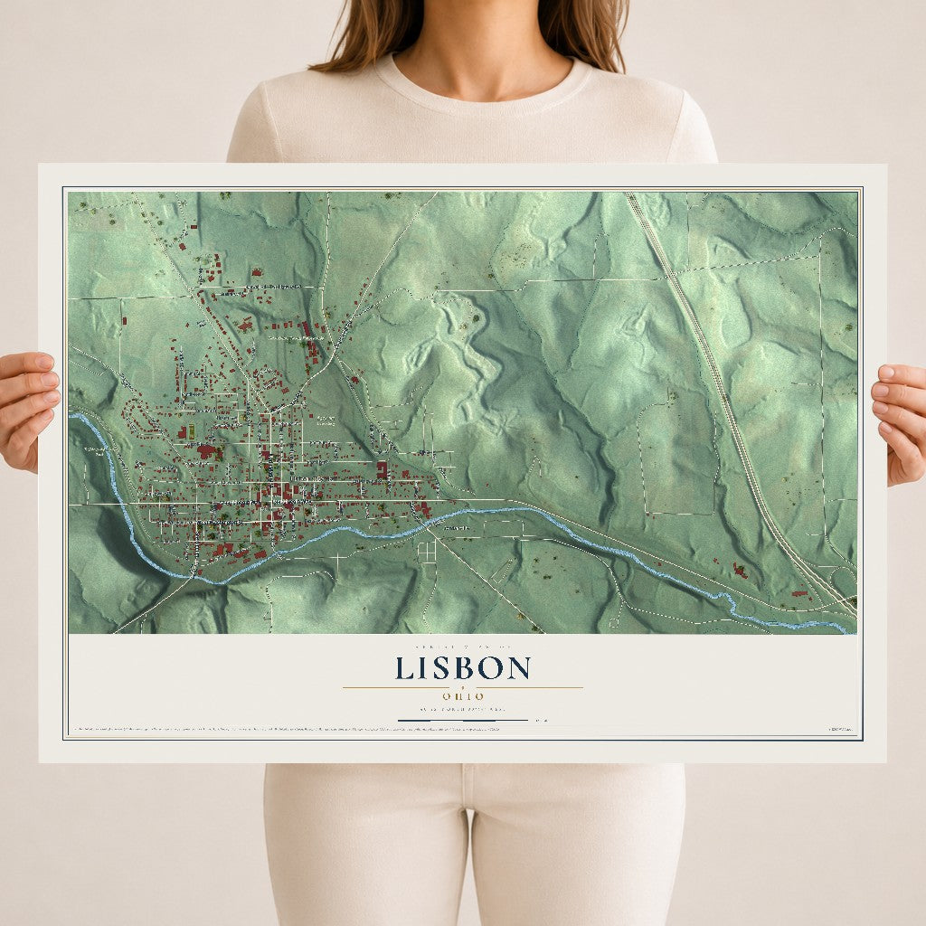 Map of Lisbon, Ohio, 18 x 24 inch unframed archival matte print