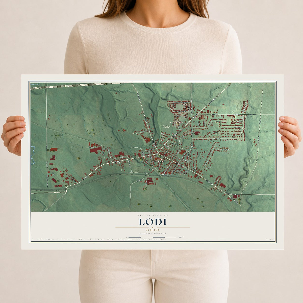 Map of Lodi, Ohio, 12 x 18 inch unframed archival matte print