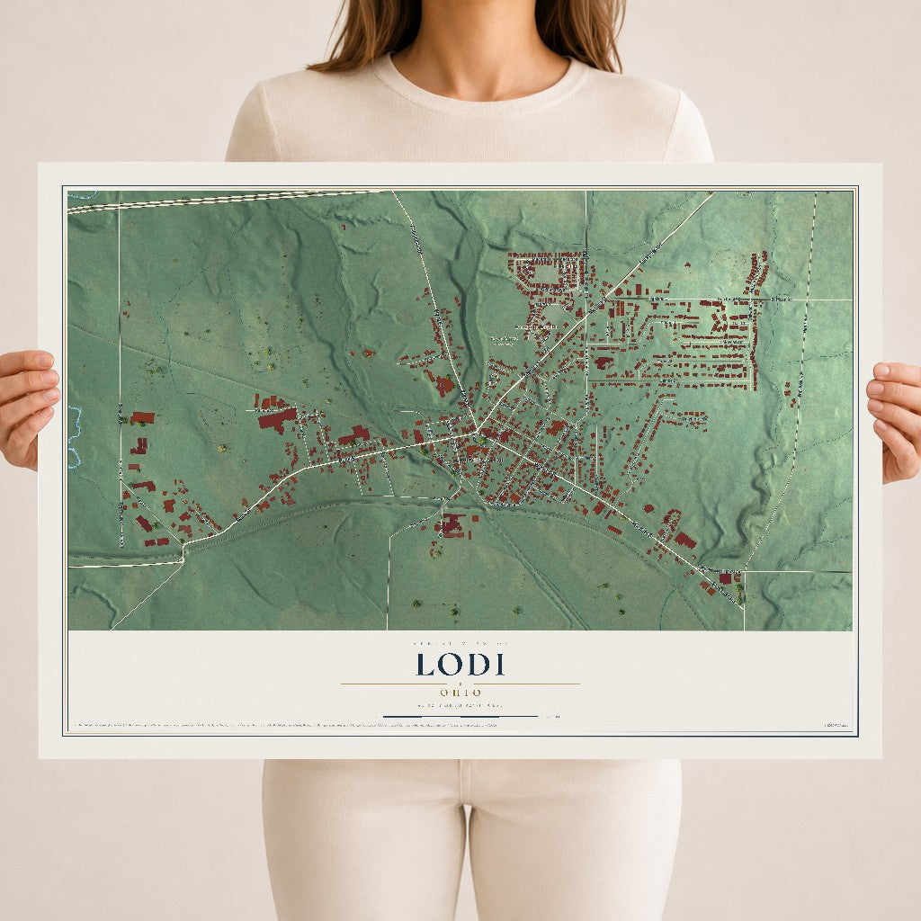 Map of Lodi, Ohio, 18 x 24 inch unframed archival matte print