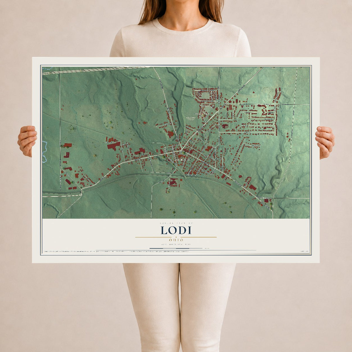 Map of Lodi, Ohio, 24 x 36 inch unframed archival matte print