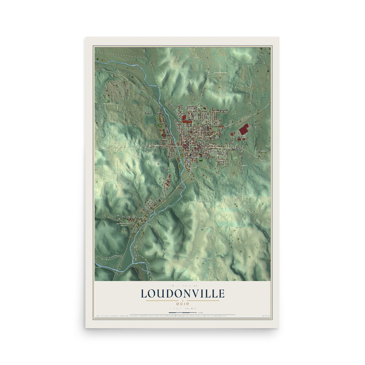 Map of Loudonville, Ohio, 12 x 18 inch unframed archival matte print
