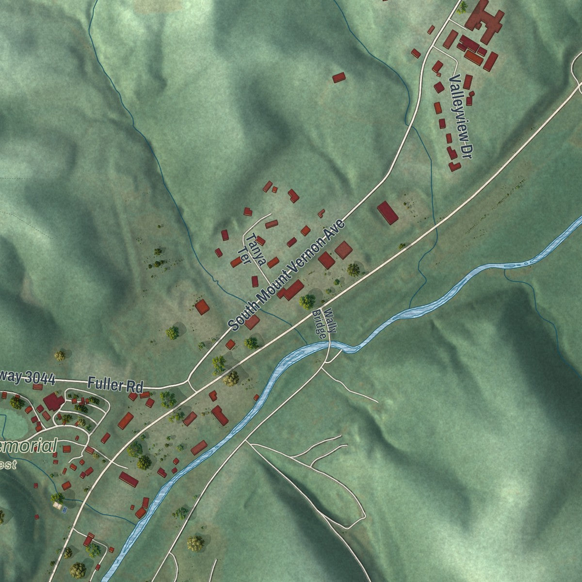 Second close-up of the map of Loudonville, Ohio print showing more streets and buildings
