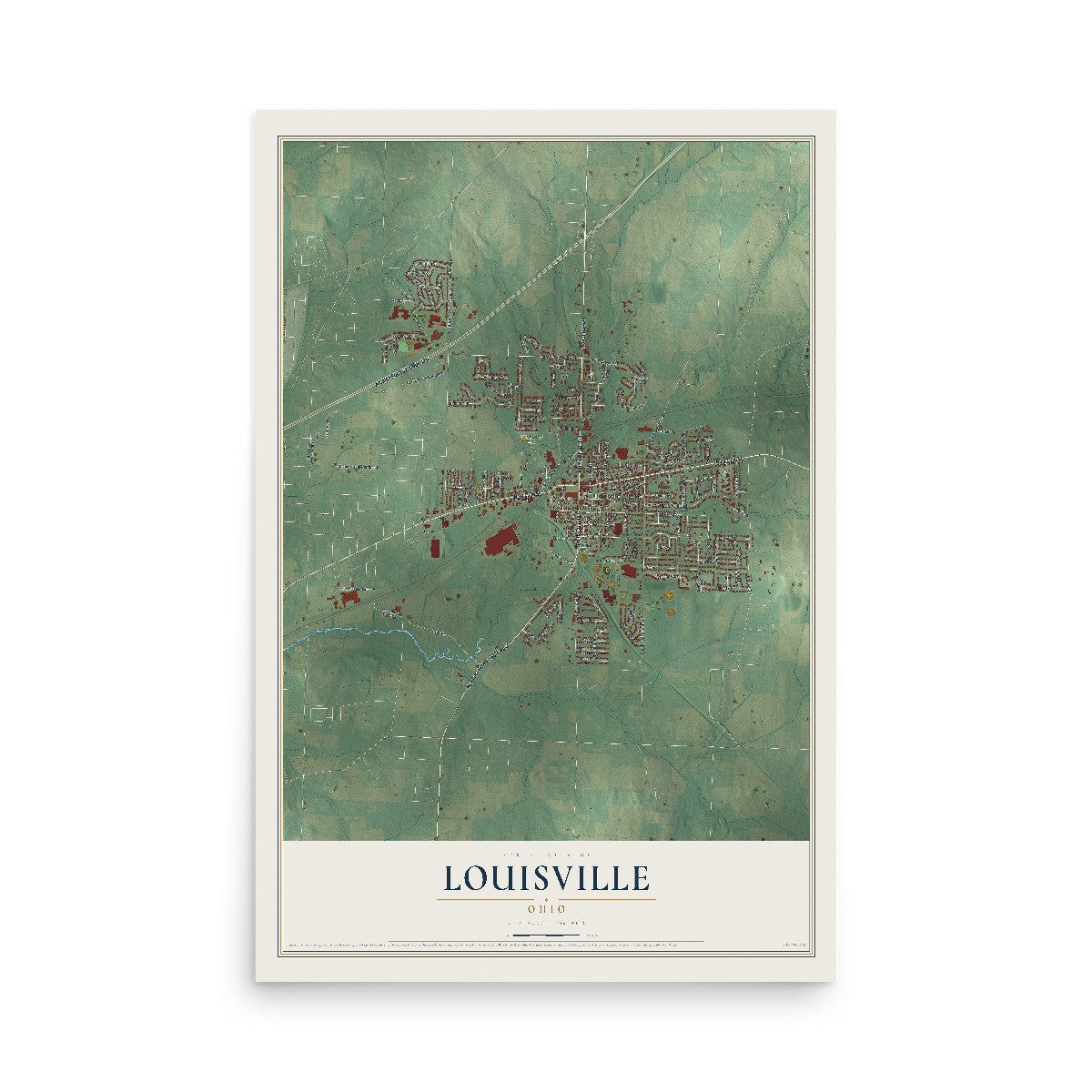 Map of Louisville, Ohio, 12 x 18 inch unframed archival matte print