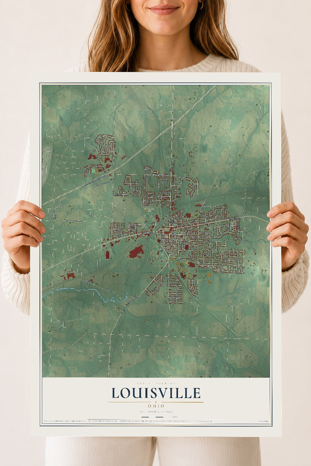 Map of Louisville, Ohio, 18 x 24 inch unframed archival matte print