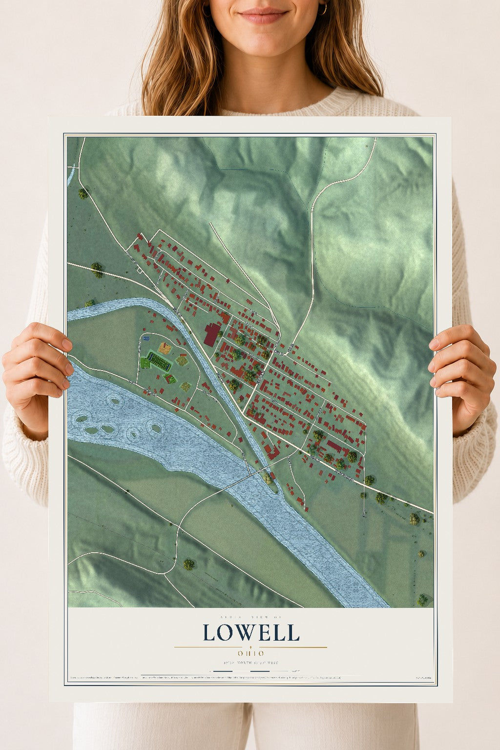 Map of Lowell, Ohio, 18 x 24 inch unframed archival matte print