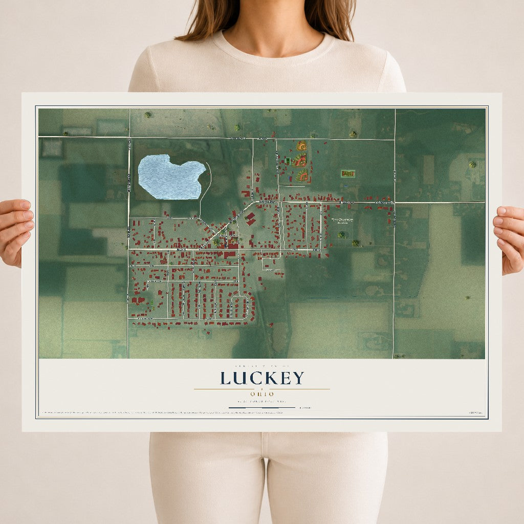 Map of Luckey, Ohio, 18 x 24 inch unframed archival matte print