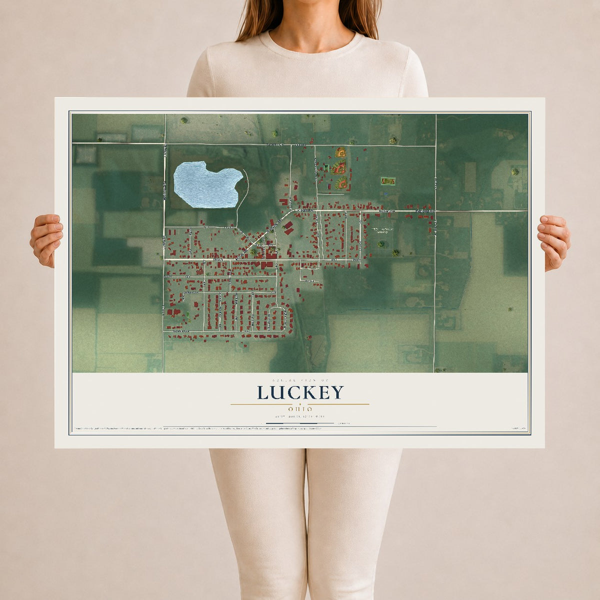 Map of Luckey, Ohio, 24 x 36 inch unframed archival matte print