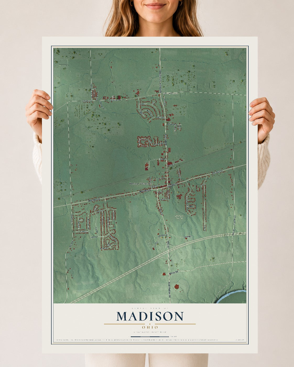 Map of Madison, Ohio, 24 x 36 inch unframed archival matte print
