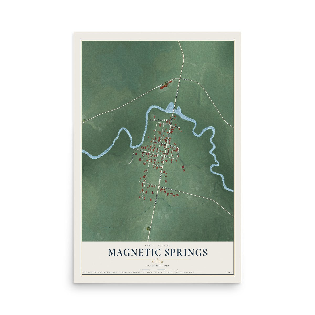 Map of Magnetic Springs, Ohio, 12 x 18 inch unframed archival matte print