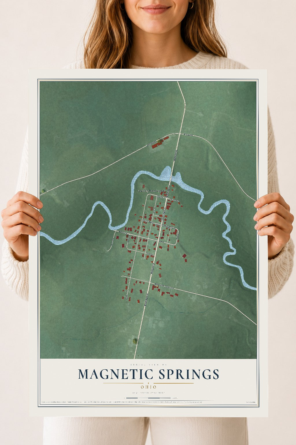 Map of Magnetic Springs, Ohio, 18 x 24 inch unframed archival matte print