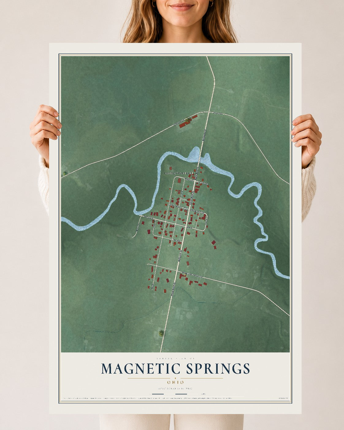 Map of Magnetic Springs, Ohio, 24 x 36 inch unframed archival matte print