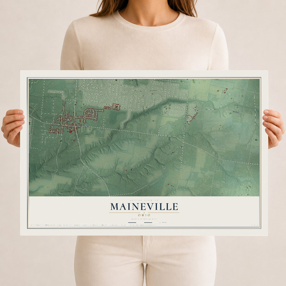 Map of Maineville, Ohio, 12 x 18 inch unframed archival matte print