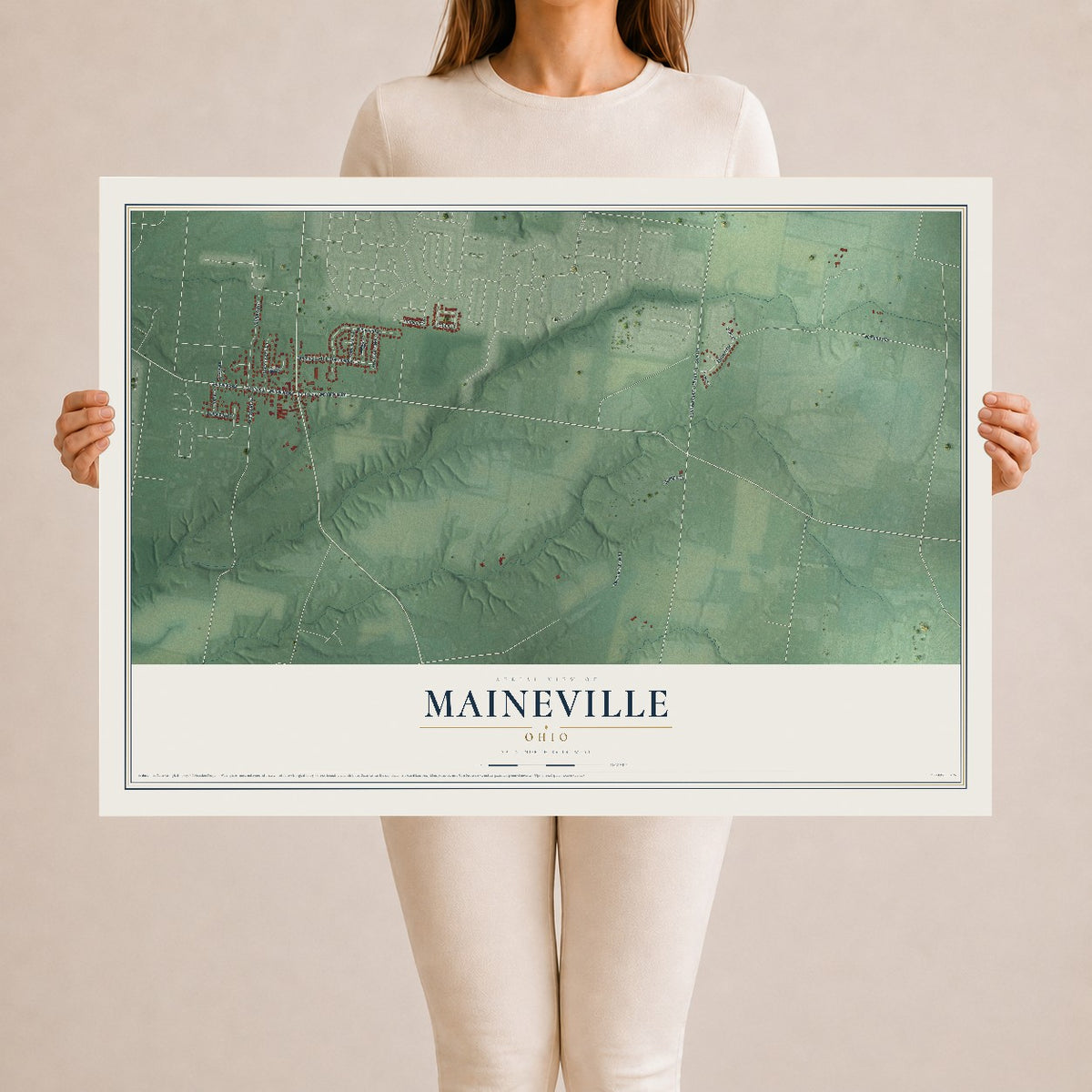 Map of Maineville, Ohio, 24 x 36 inch unframed archival matte print