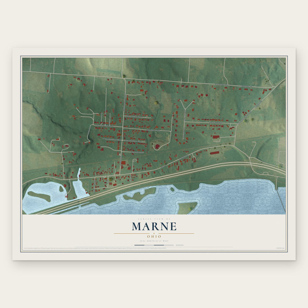 Marne, Ohio map print, the full design