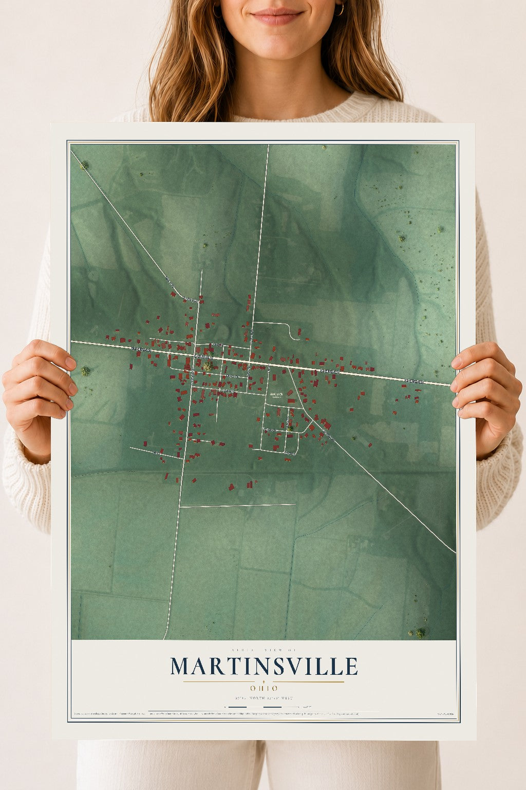 Map of Martinsville, Ohio, 18 x 24 inch unframed archival matte print