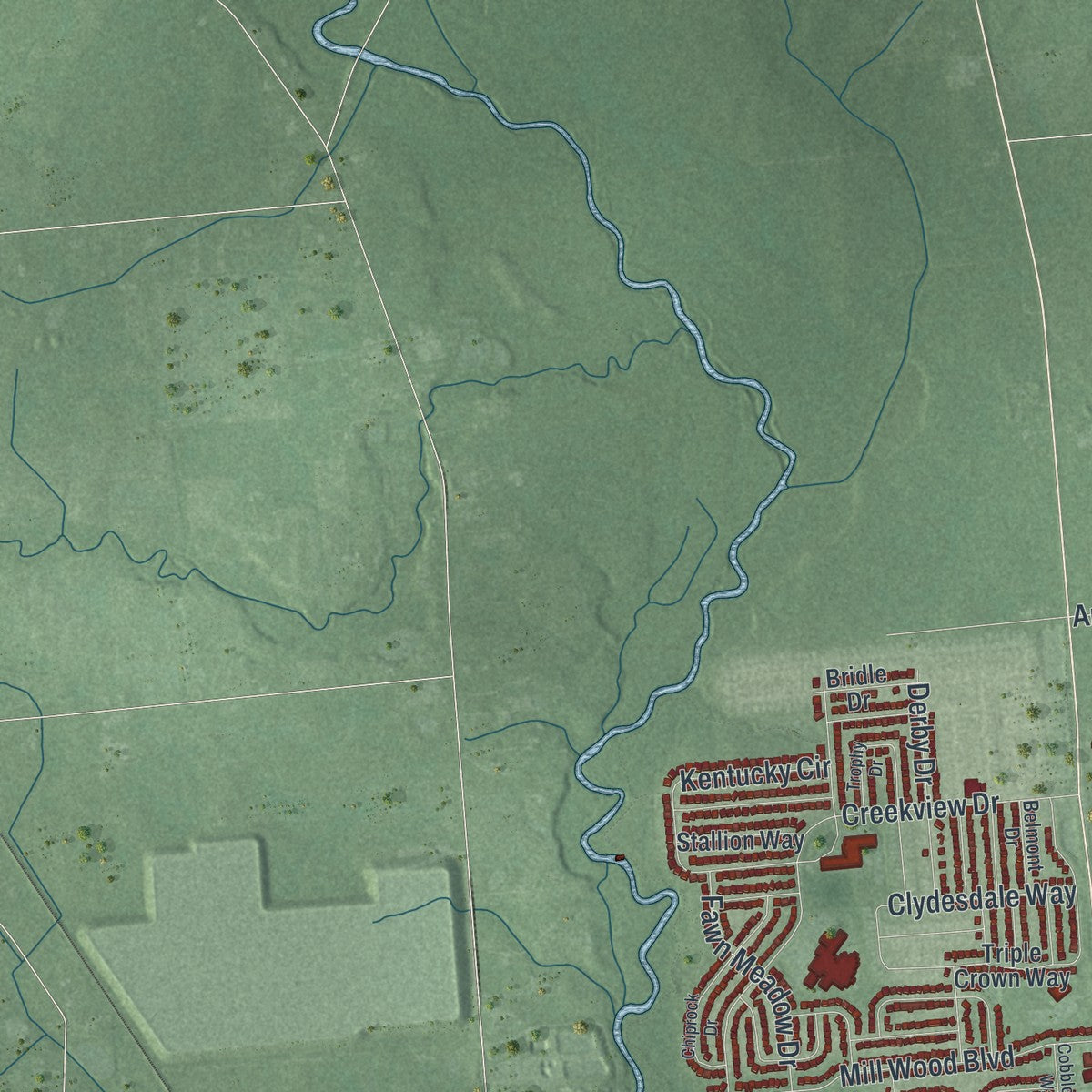 Second close-up of the map of Marysville, Ohio print showing more streets and buildings
