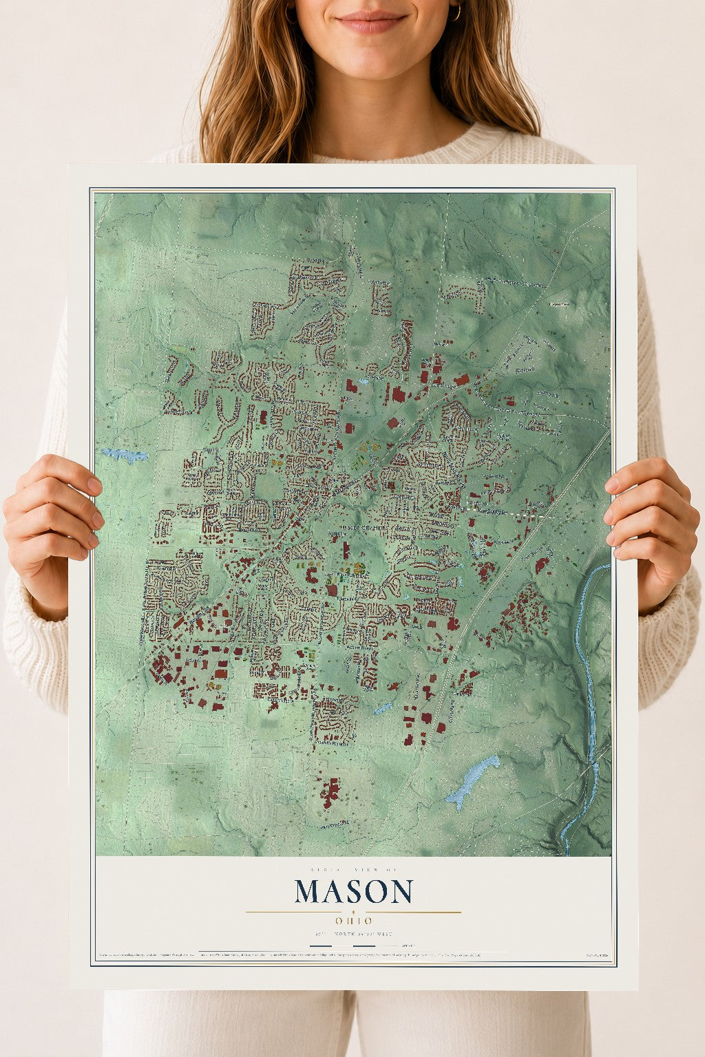 Map of Mason, Ohio, 18 x 24 inch unframed archival matte print