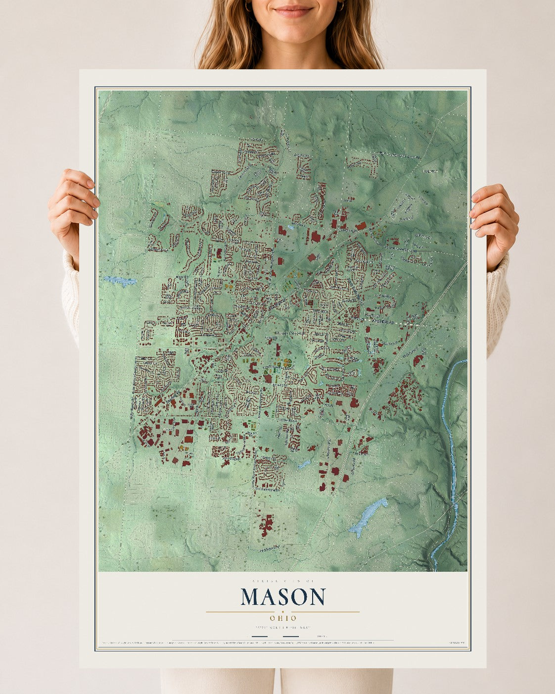Map of Mason, Ohio, 24 x 36 inch unframed archival matte print