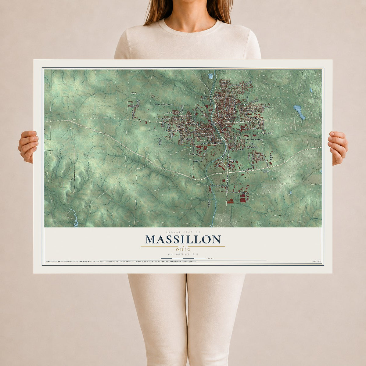 Map of Massillon, Ohio, 24 x 36 inch unframed archival matte print