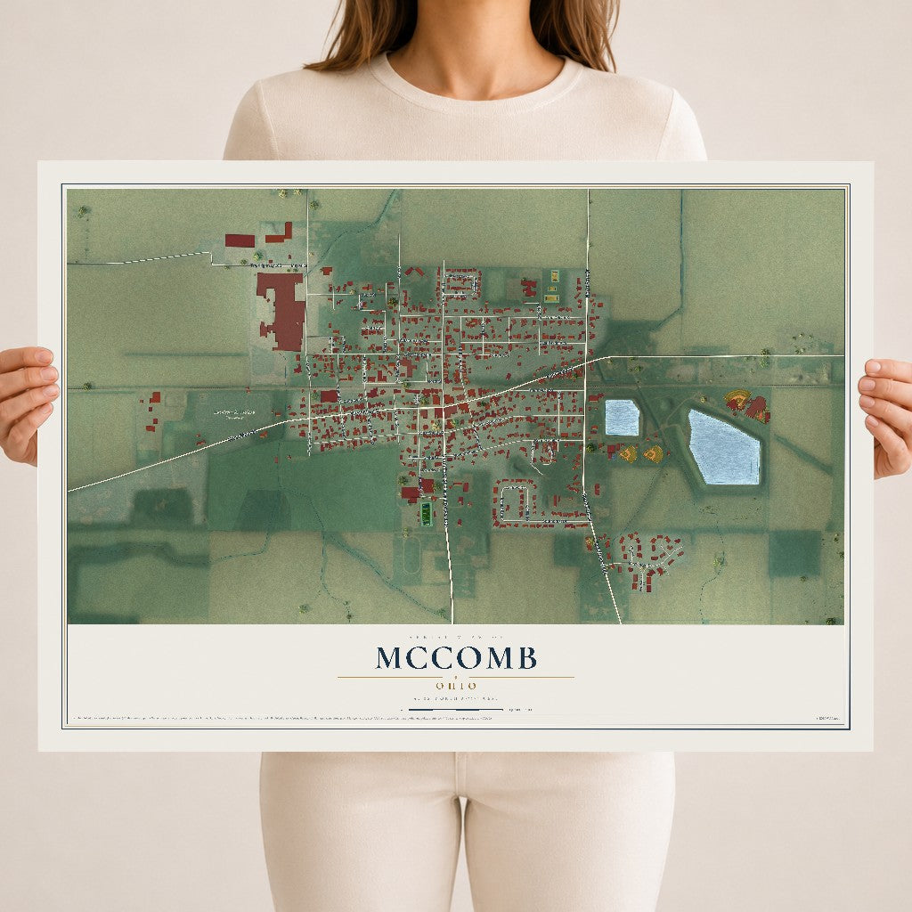 Map of McComb, Ohio, 18 x 24 inch unframed archival matte print