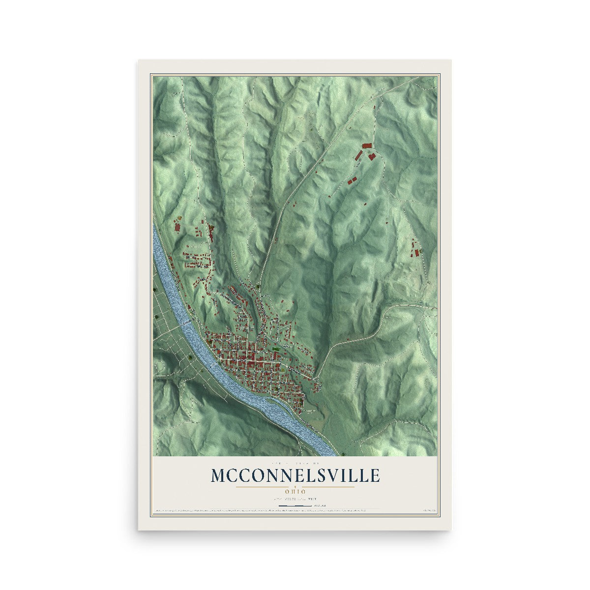 Map of McConnelsville, Ohio, 12 x 18 inch unframed archival matte print