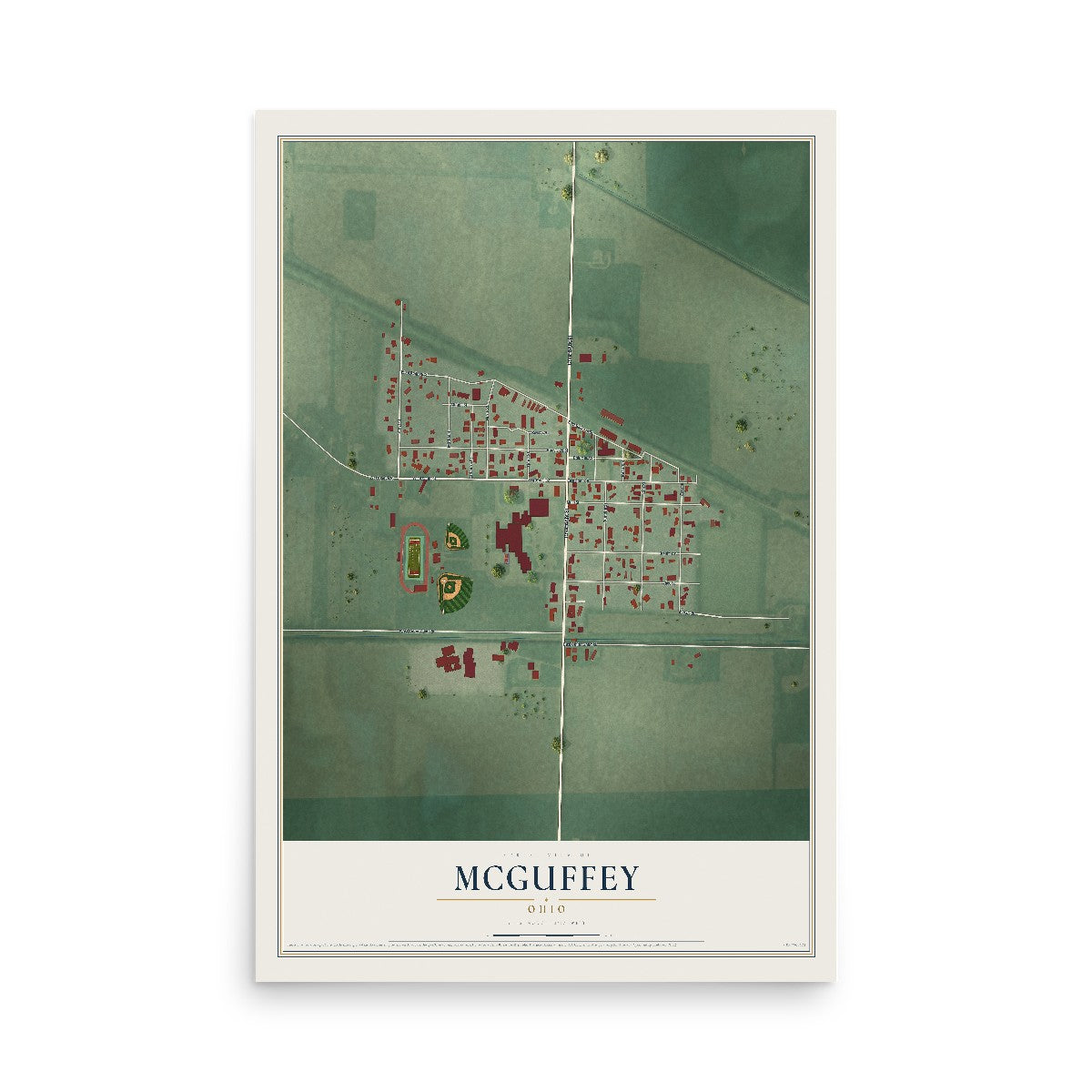 Map of McGuffey, Ohio, 12 x 18 inch unframed archival matte print