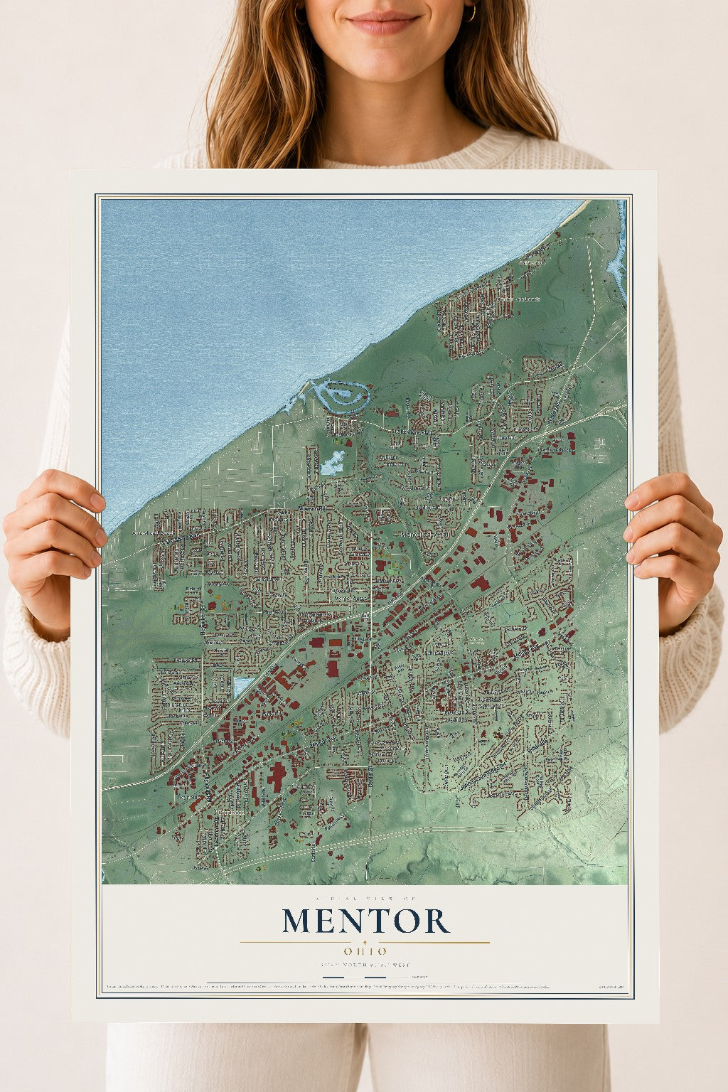 Map of Mentor, Ohio, 18 x 24 inch unframed archival matte print