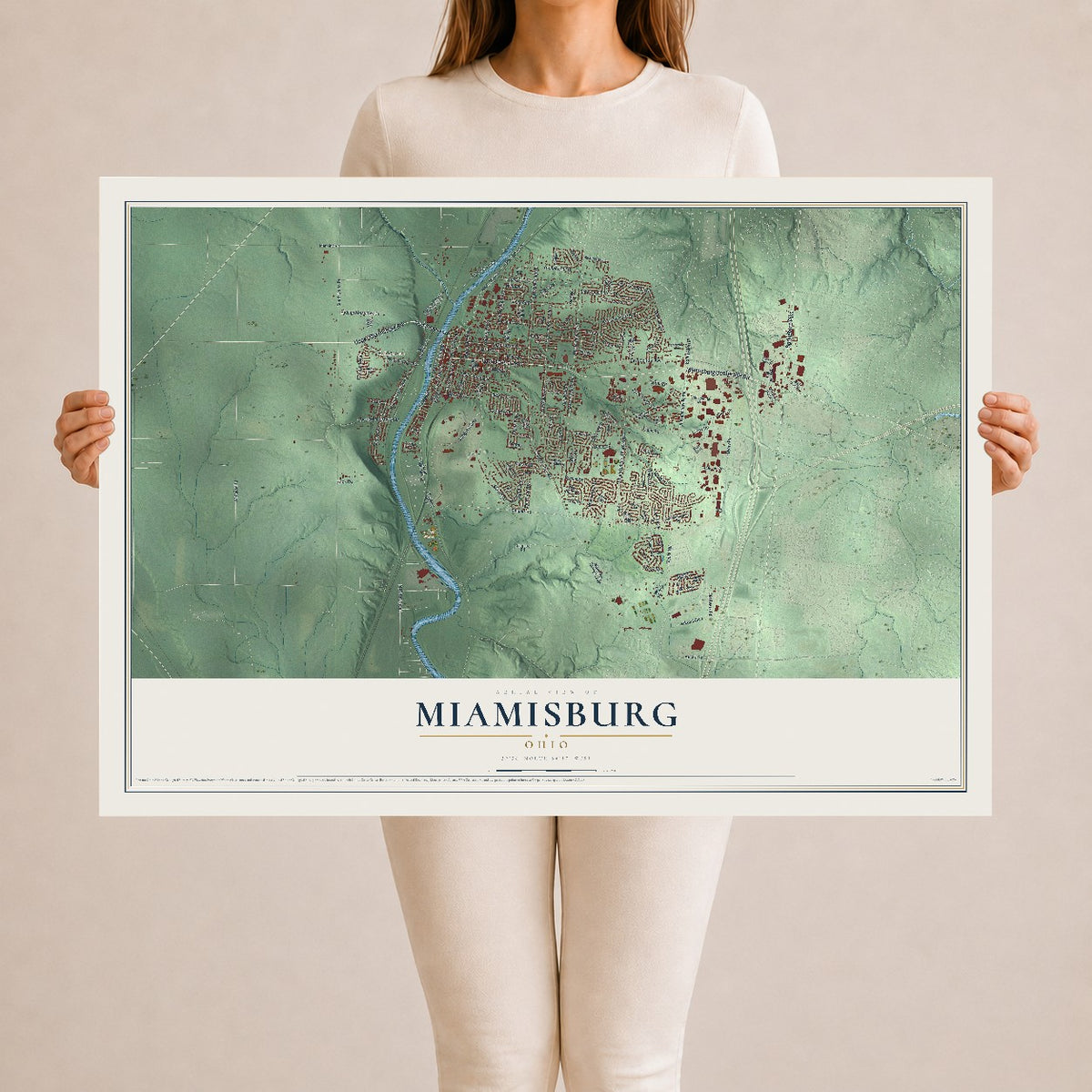 Map of Miamisburg, Ohio, 24 x 36 inch unframed archival matte print