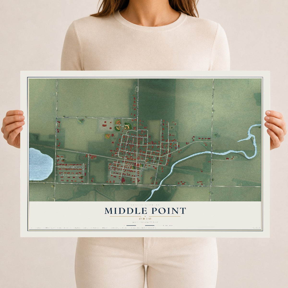 Map of Middle Point, Ohio, 12 x 18 inch unframed archival matte print