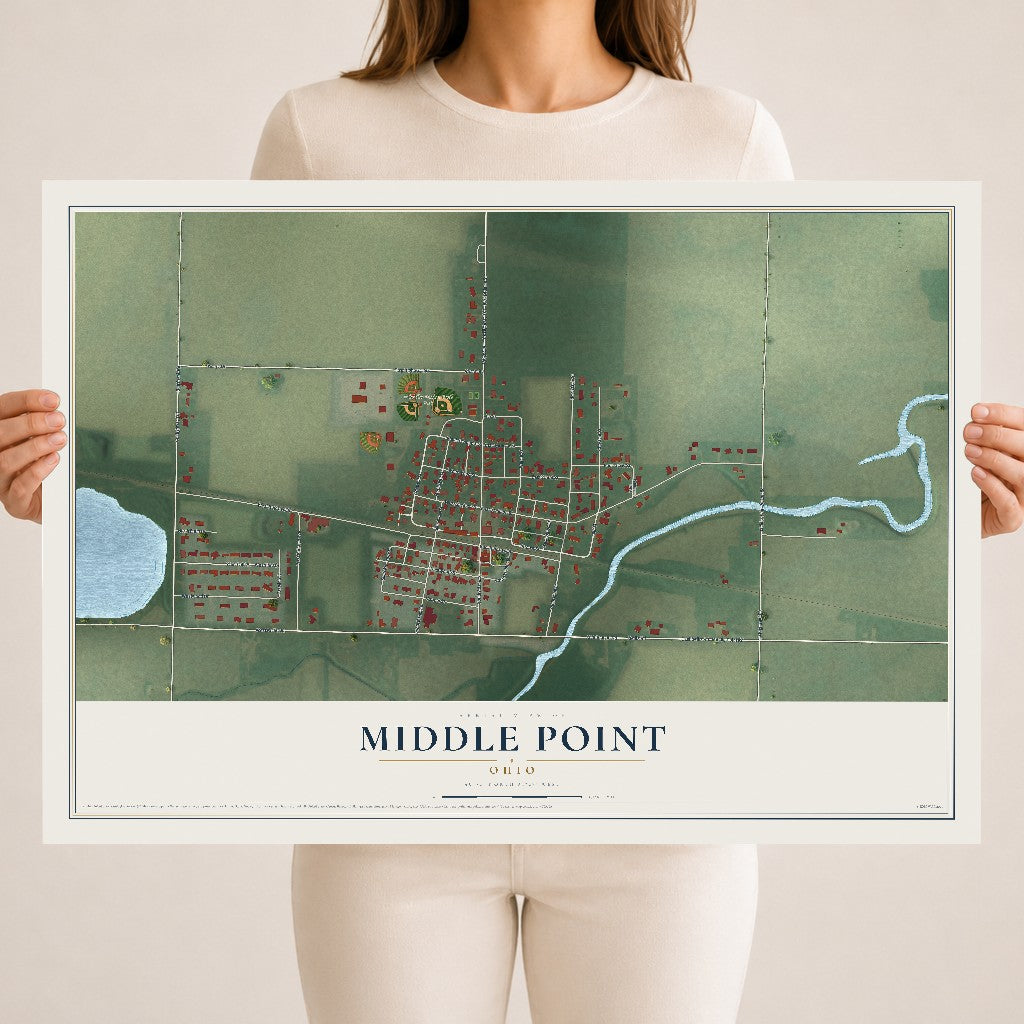 Map of Middle Point, Ohio, 18 x 24 inch unframed archival matte print