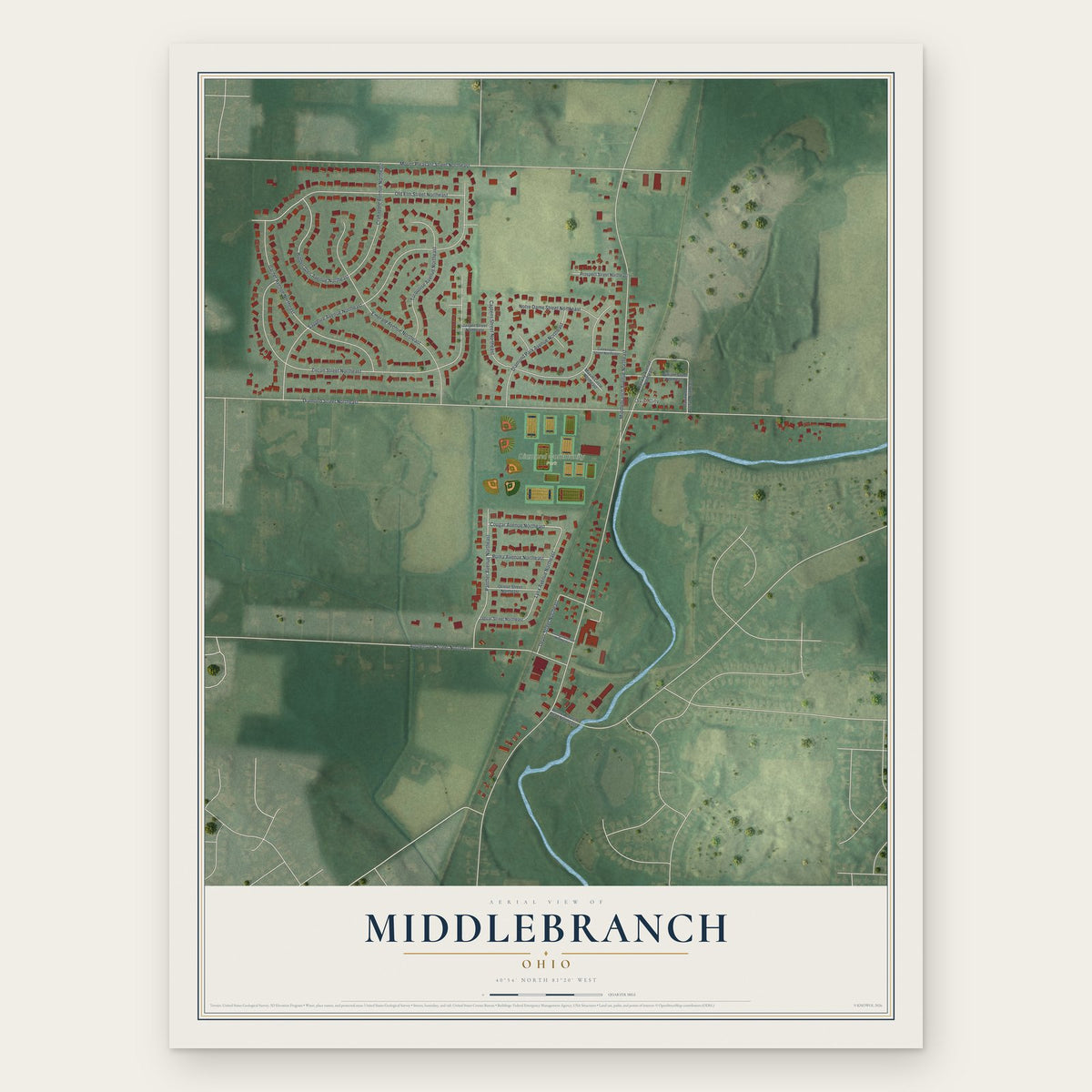 Middlebranch, Ohio map print, the full design