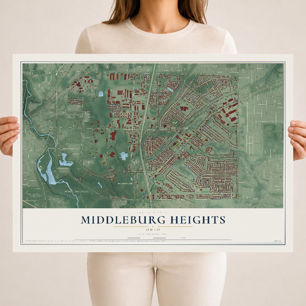 Map of Middleburg Heights, Ohio, 18 x 24 inch unframed archival matte print