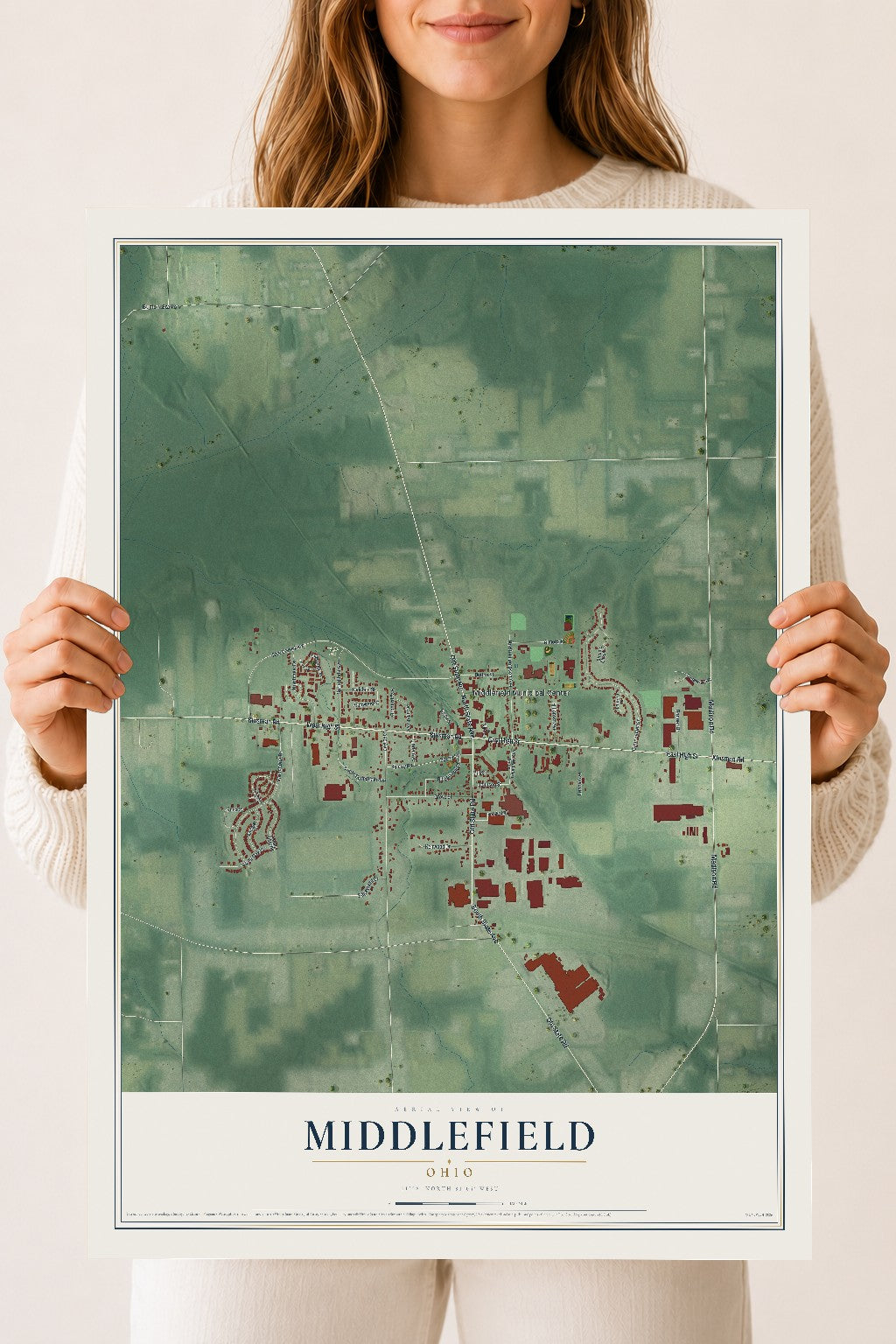 Map of Middlefield, Ohio, 18 x 24 inch unframed archival matte print