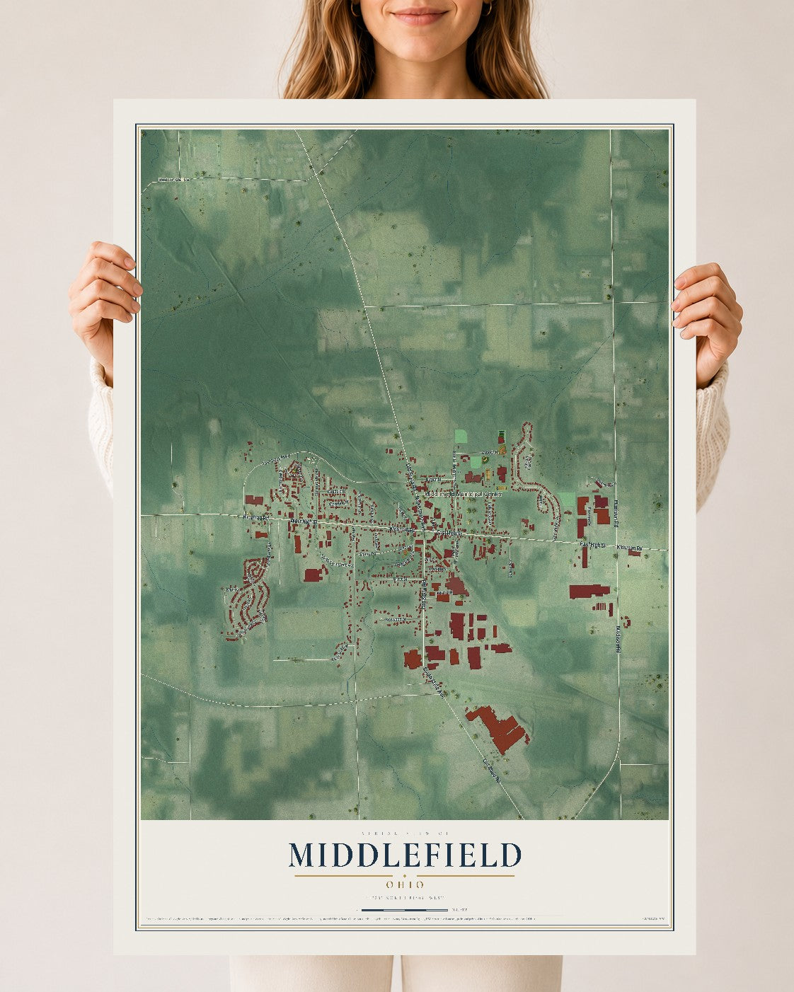 Map of Middlefield, Ohio, 24 x 36 inch unframed archival matte print