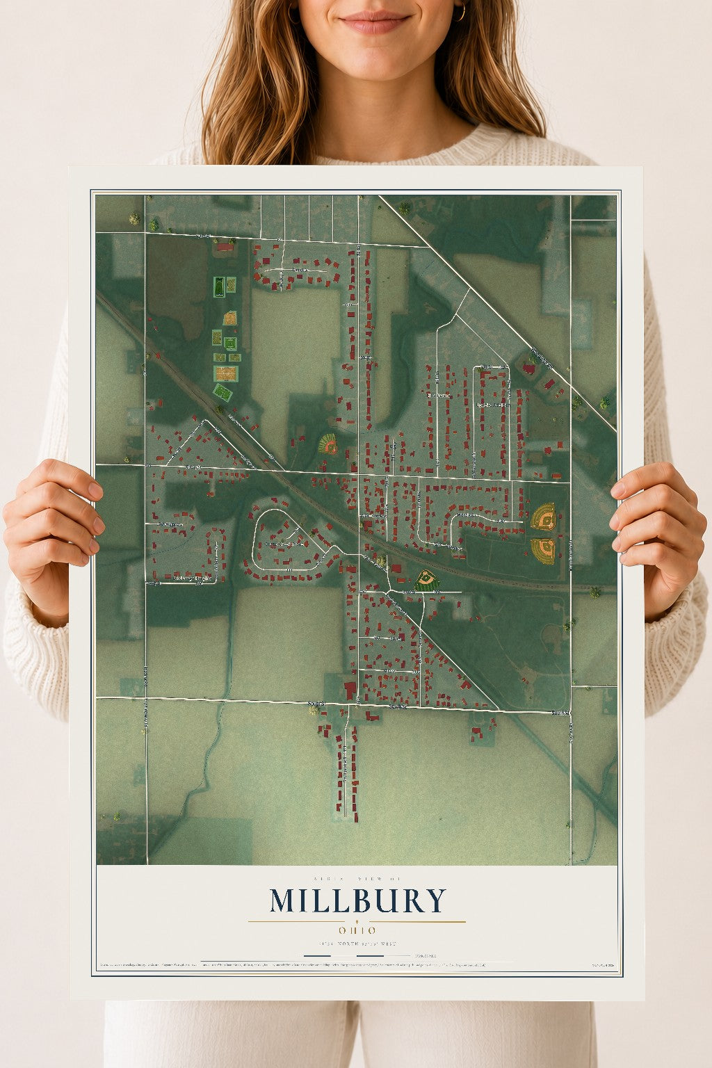 Map of Millbury, Ohio, 18 x 24 inch unframed archival matte print