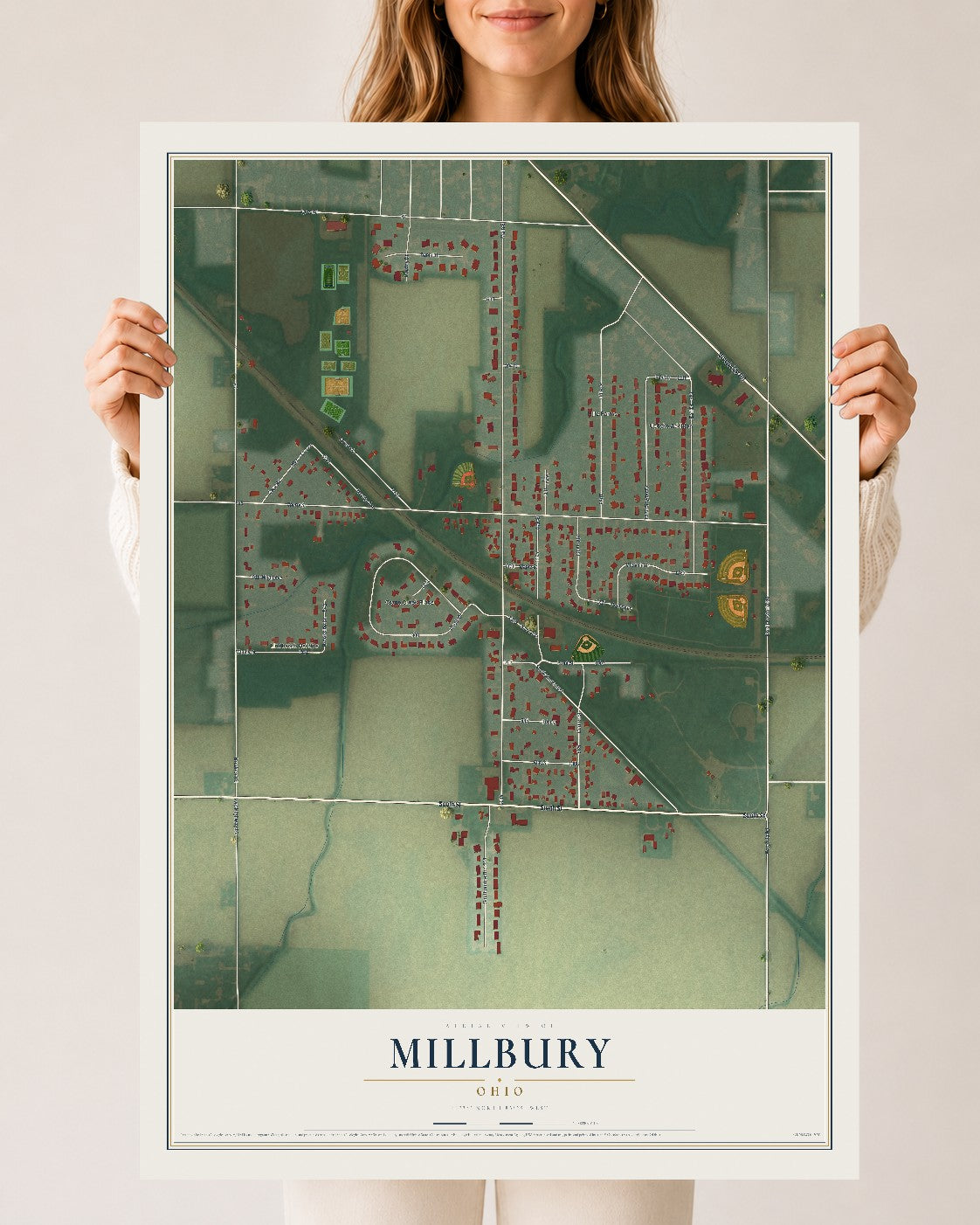 Map of Millbury, Ohio, 24 x 36 inch unframed archival matte print
