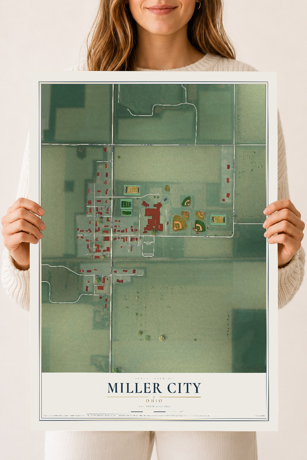 Map of Miller City, Ohio, 18 x 24 inch unframed archival matte print